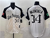 Men's Los Angeles Dodgers #34 Fernando Valenzuela White Black Mexico 2025 LA Gothic Style With Fernando Patch Vapor Premier Limited Stitched Jersey,baseball caps,new era cap wholesale,wholesale hats